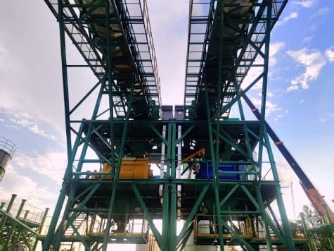 Concrete mixer in a concrete batching plant