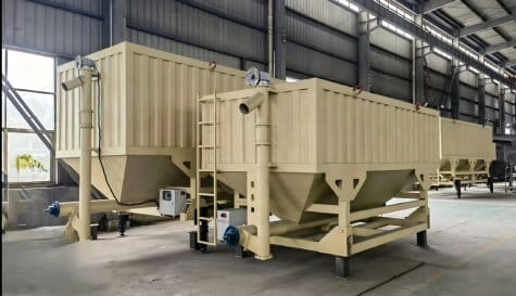 Horizontal cement silo storage system